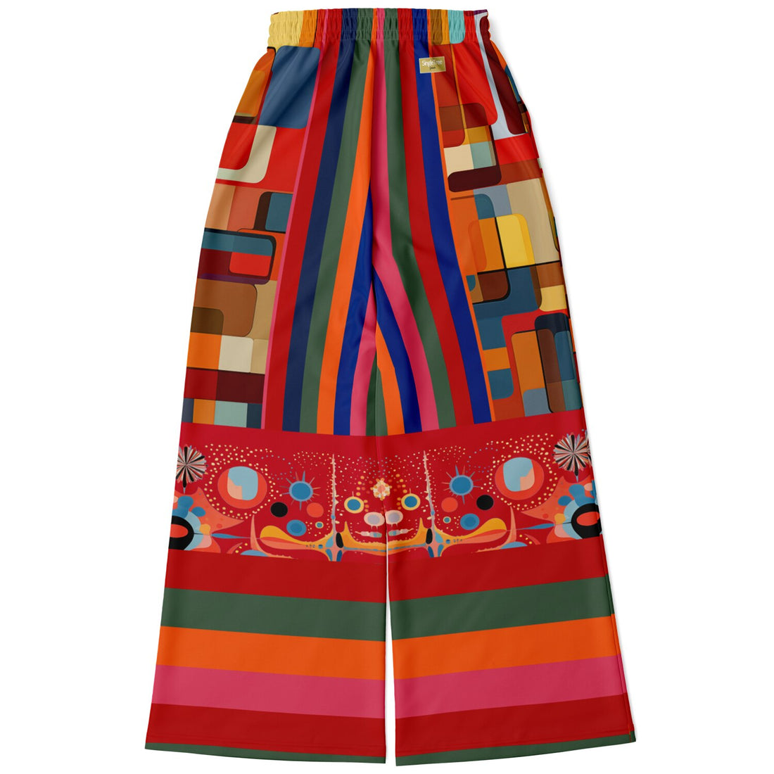 Mardi Gras in Brazil Abstract Geo Eco-Poly Wide Leg Pants