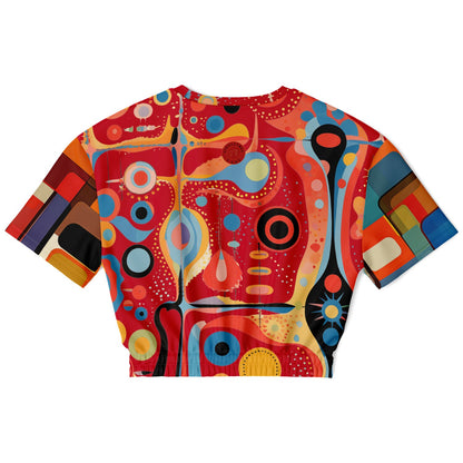 Mardi Gras in Brazil Abstract Geo Eco-Poly Cropped Short Sleeve Sweater