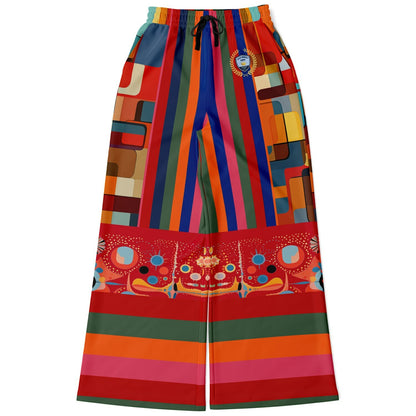 Mardi Gras in Brazil Abstract Geo Eco-Poly Wide Leg Pants