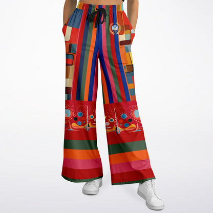 Mardi Gras in Brazil Abstract Geo Eco-Poly Wide Leg Pants