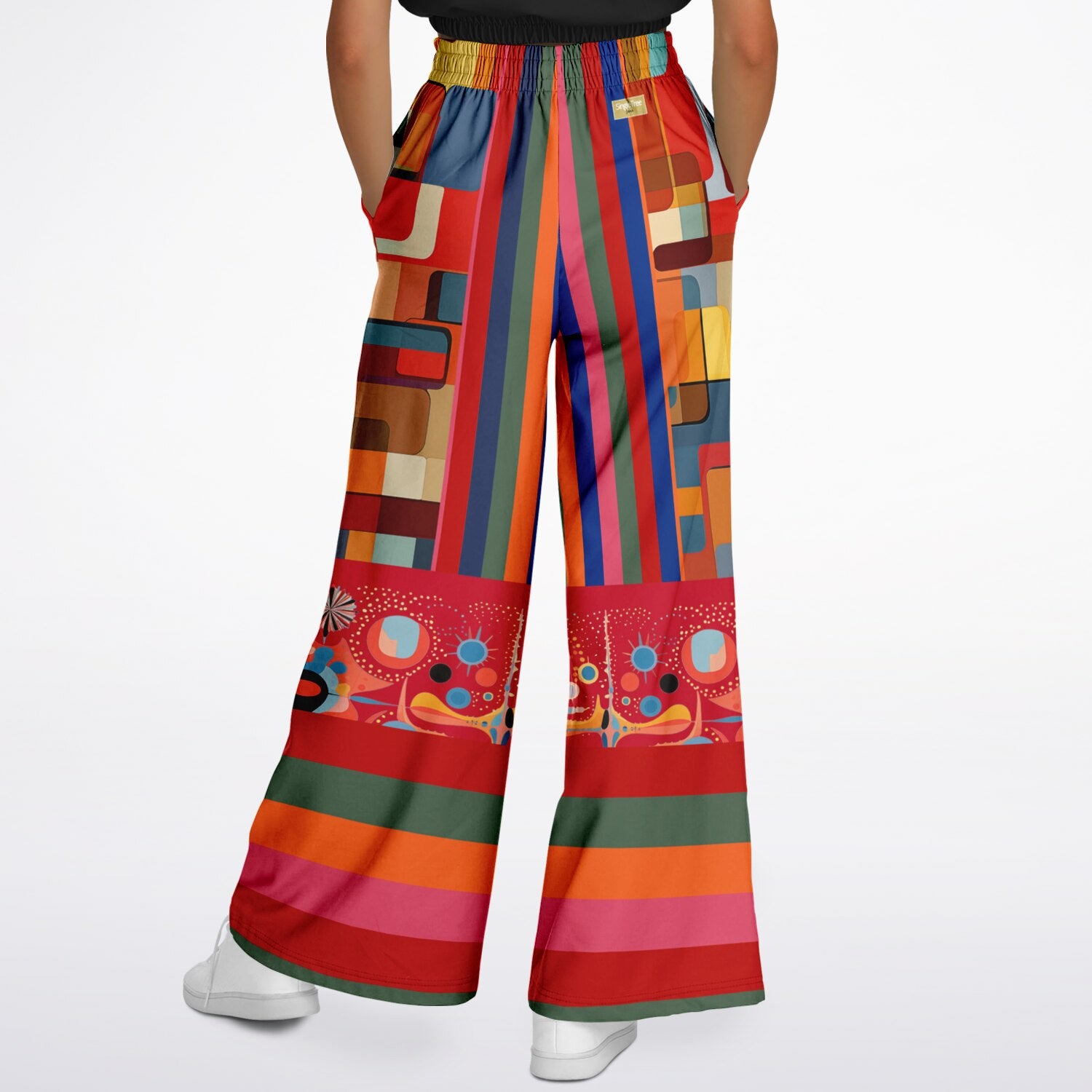 Mardi Gras in Brazil Abstract Geo Eco-Poly Wide Leg Pants