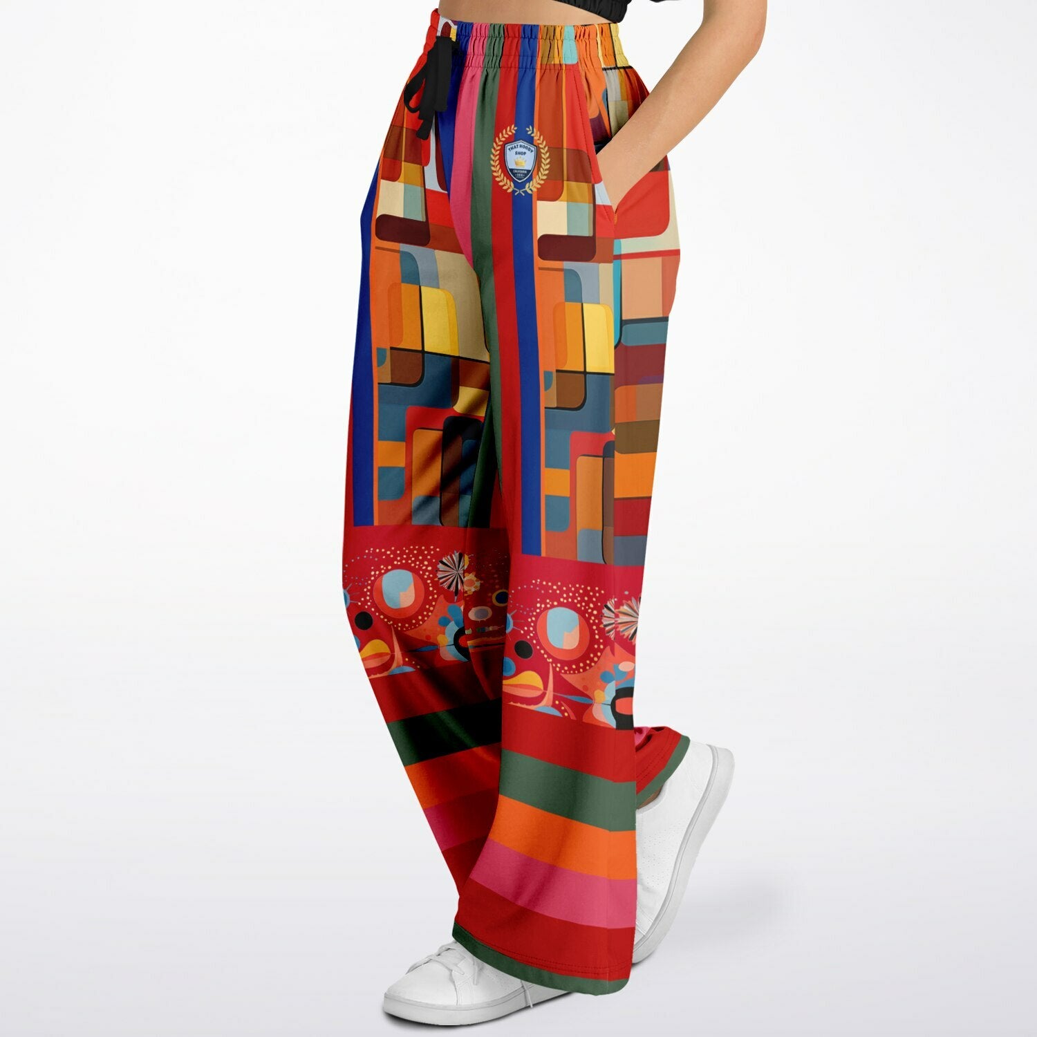 Mardi Gras in Brazil Abstract Geo Eco-Poly Wide Leg Pants