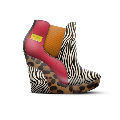 Mina Baddour Kelsey Zebra Wedge Ankle Boot