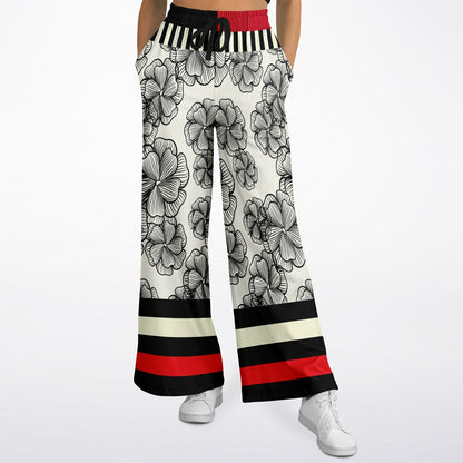 Moonlight in Twilight Floral Stripe Eco-Poly Wide Leg Pants