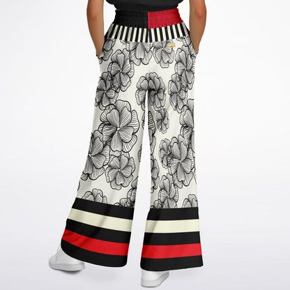 Moonlight in Twilight Floral Stripe Eco-Poly Wide Leg Pants