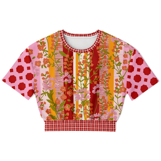 My Dream in Red Stripe Eco-Poly Short Sleeve Cropped Pullover