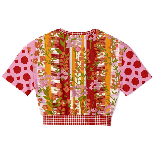 My Dream in Red Stripe Eco-Poly Short Sleeve Cropped Pullover