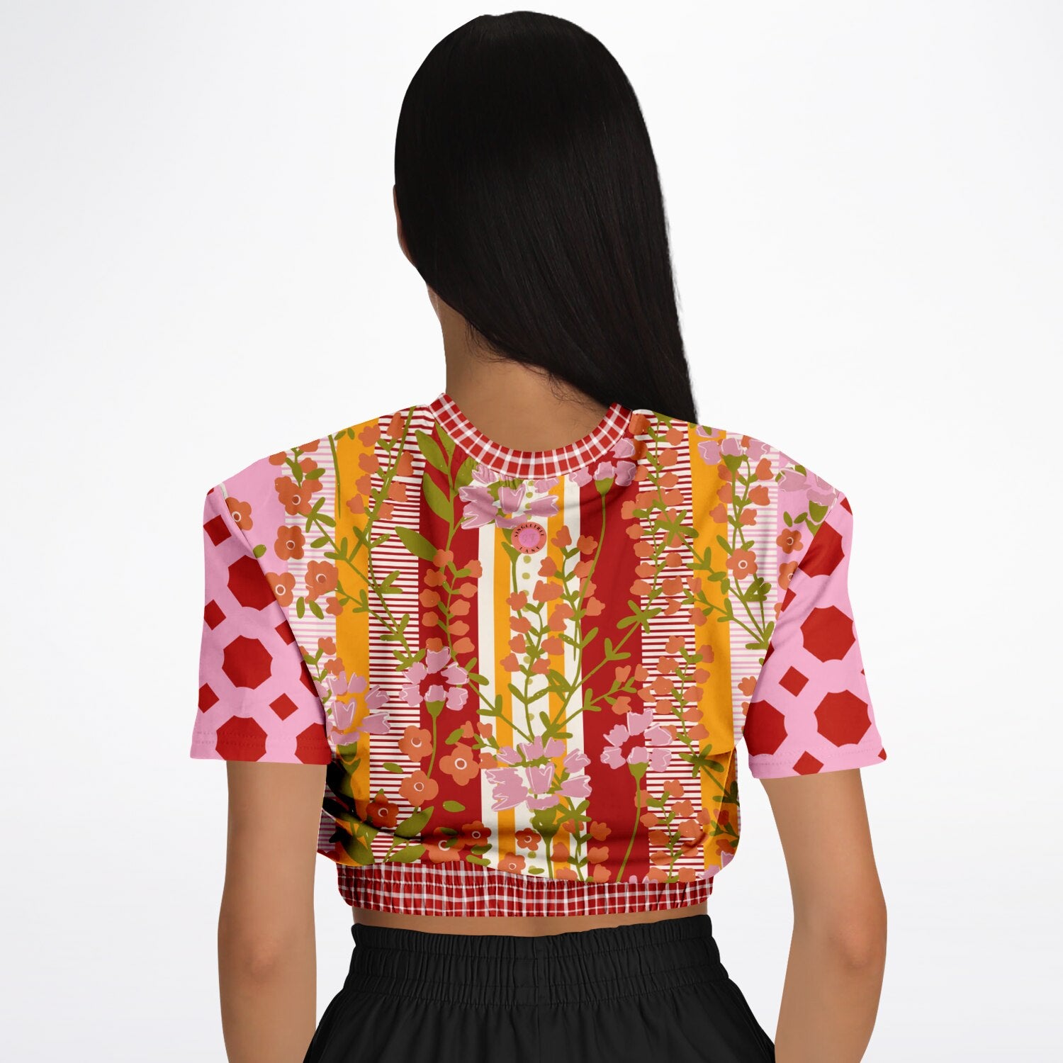 My Dream in Red Stripe Eco-Poly Short Sleeve Cropped Pullover