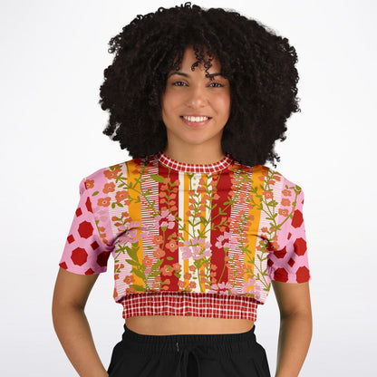 My Dream in Red Stripe Eco-Poly Short Sleeve Cropped Pullover