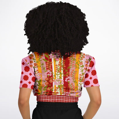 My Dream in Red Stripe Eco-Poly Short Sleeve Cropped Pullover