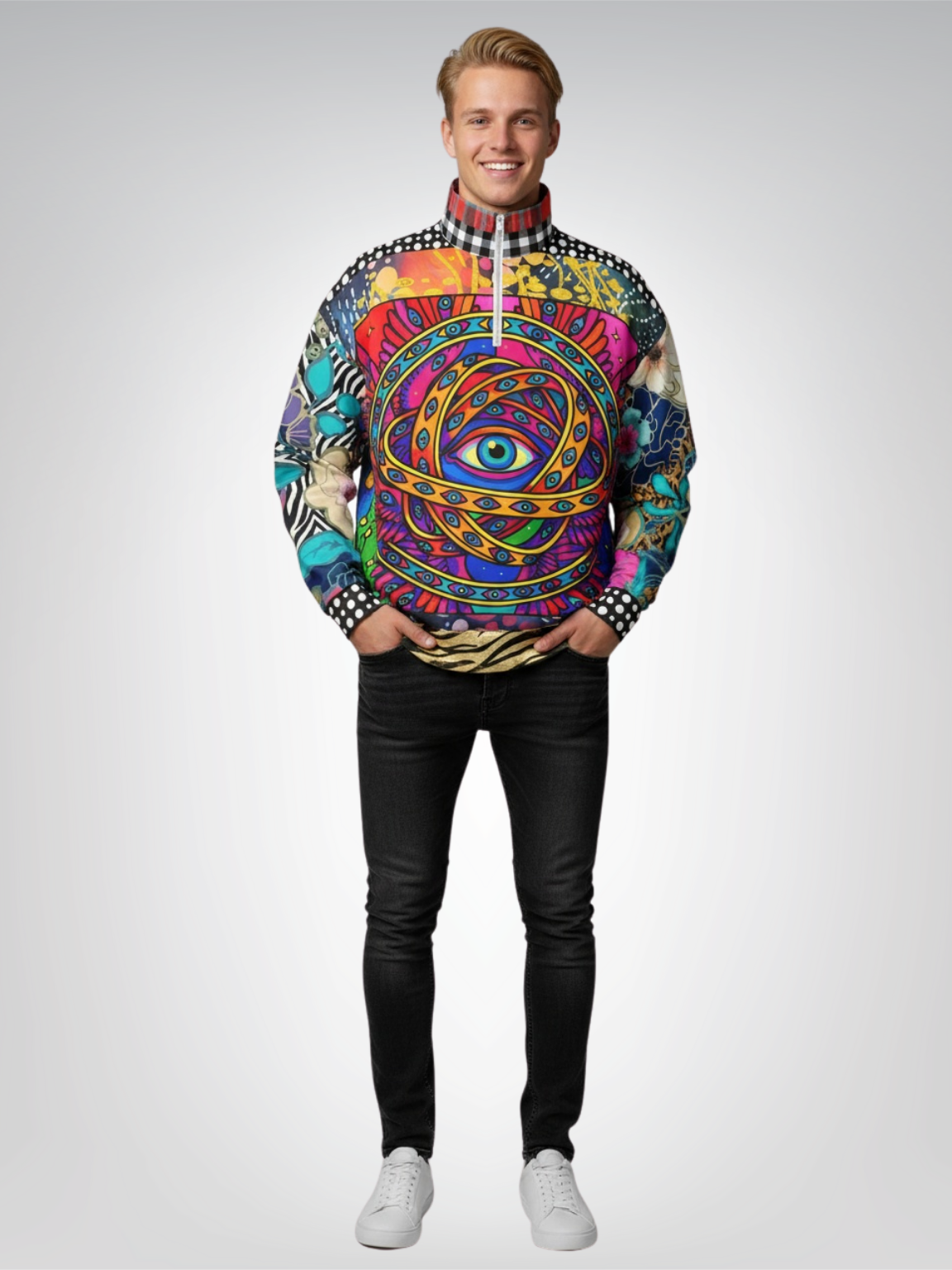 My Friend the Ophanim - Angel in Pop Art Heavyweight Oversized Quarter Zip Sweatshirt