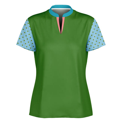 My Green Golf Scenery Mandarin Collar Ladies Golf Polo Jersey