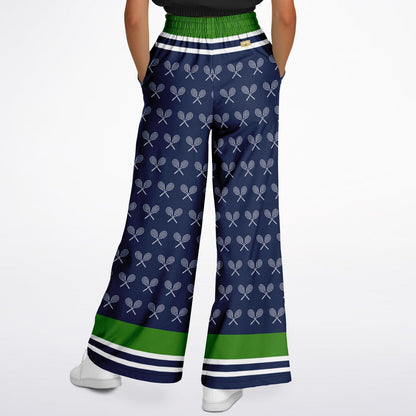 My Tennis Life in Sailor Blue Eco-Poly Wide Leg Pants