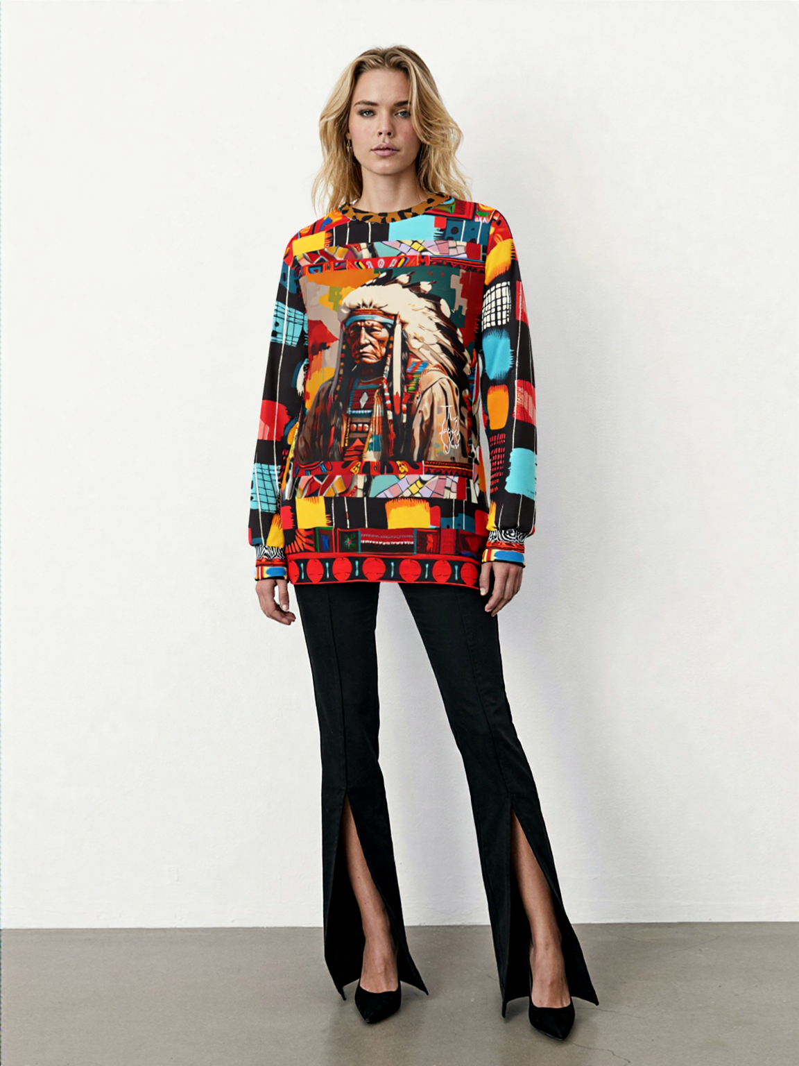 Native Chief in Vibrant Colorblock Unisex Sweatshirt (Gold Label)