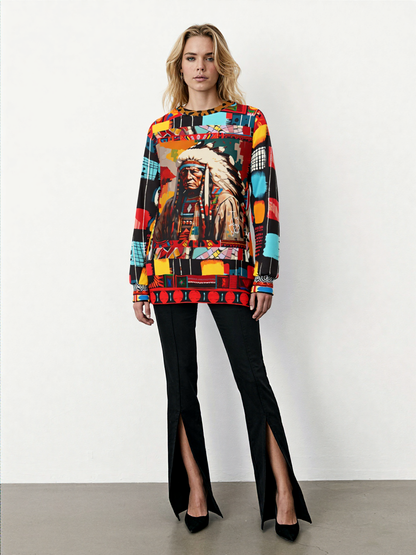 Native Chief in Vibrant Colorblock Unisex Sweatshirt (Gold Label)