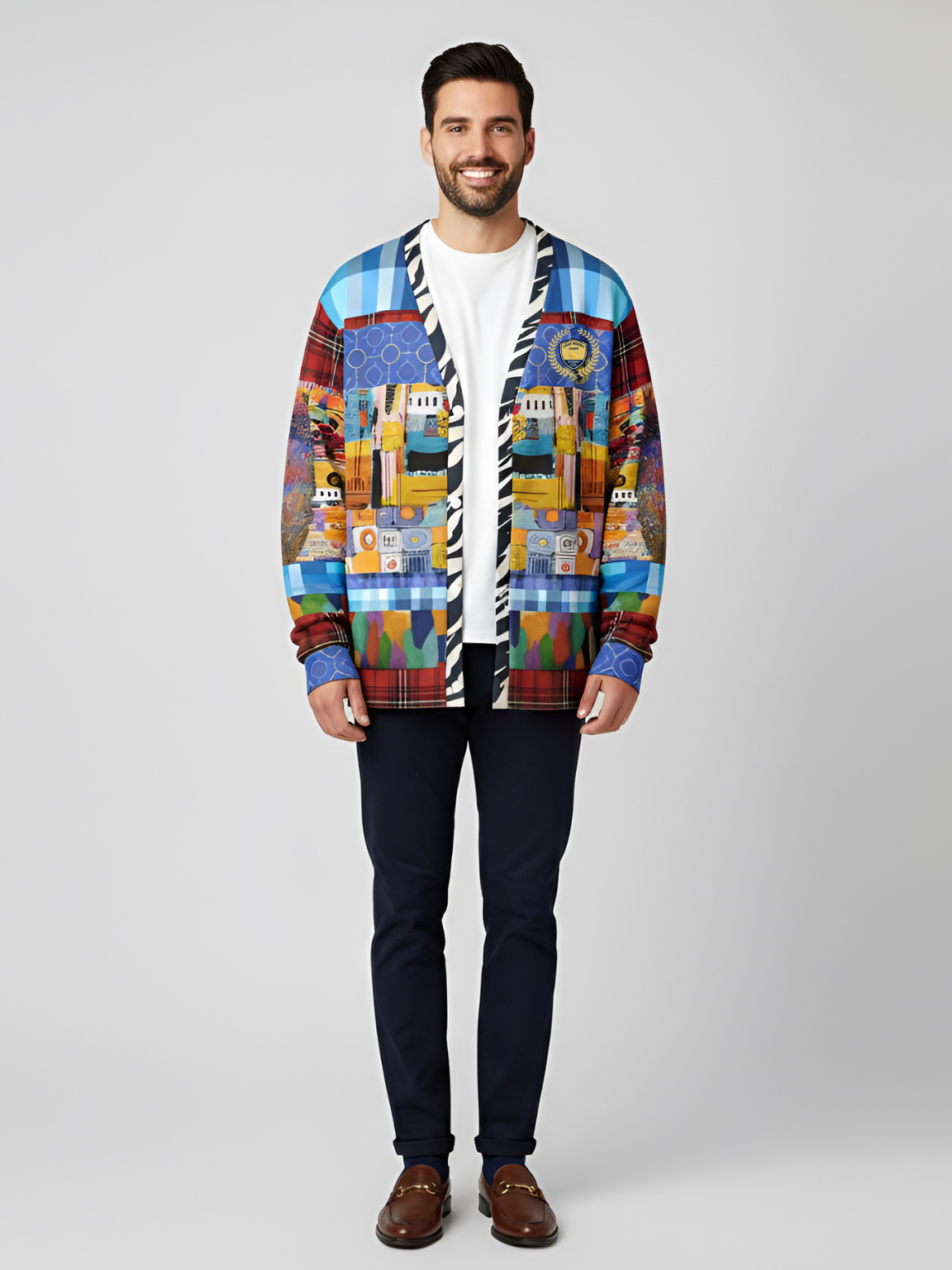 Open Window in Provence Graffiti Patchwork Heavyweight Unisex Cardigan