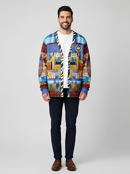 Open Window in Provence Graffiti Patchwork Heavyweight Unisex Cardigan