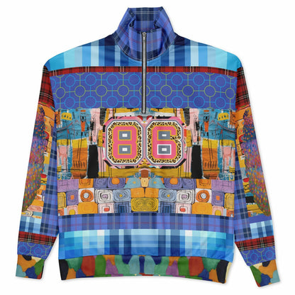 Open Window in Provence Graffiti Patchwork Heavyweight Oversized Quarter Zip Sweatshirt