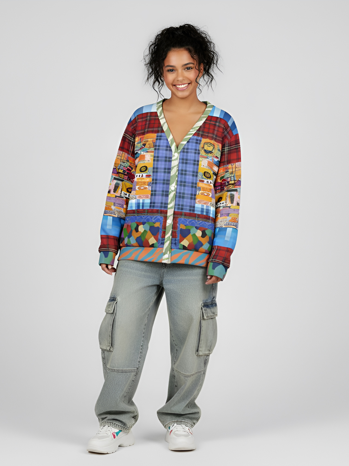 Open Window in Provence Patchwork Heavyweight Unisex Cardigan