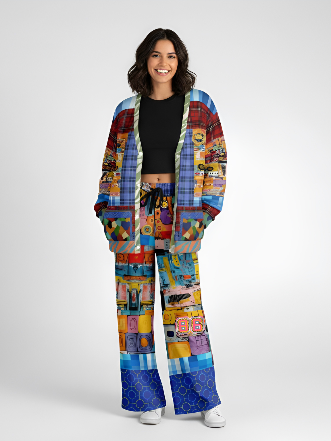 Open Window in Provence Patchwork Heavyweight Unisex Cardigan