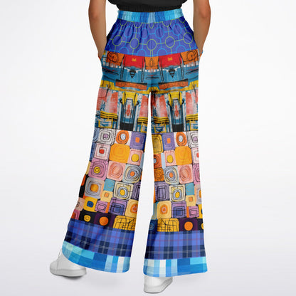 Open Window in Provence Patchwork Eco-Poly Wide Leg Pants