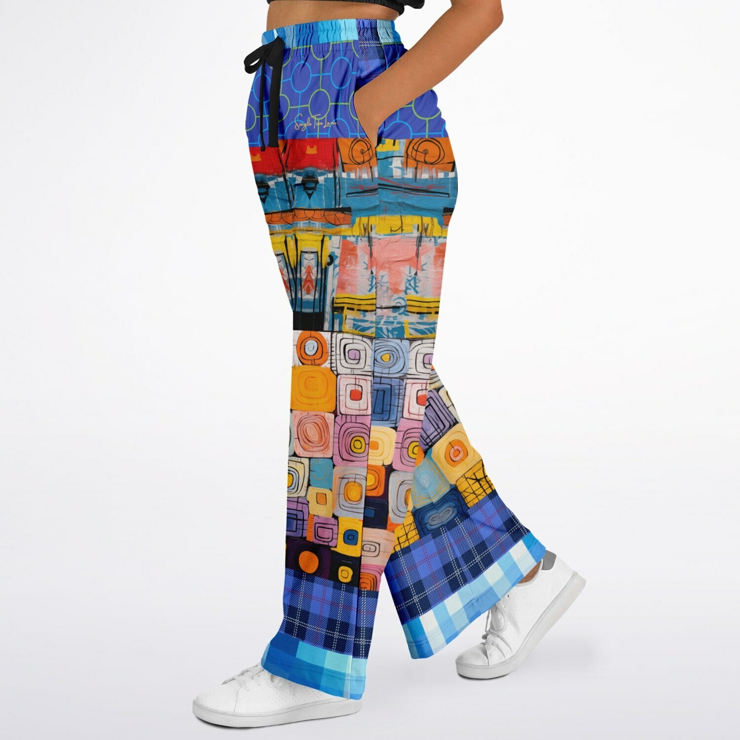 Open Window in Provence Patchwork Eco-Poly Wide Leg Pants