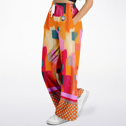 Orange Miramar Abstract Colorblock Eco-Poly Wide Leg Pants