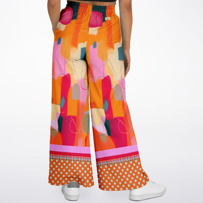 Orange Miramar Abstract Colorblock Eco-Poly Wide Leg Pants