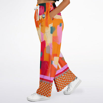 Orange Miramar Abstract Colorblock Eco-Poly Wide Leg Pants