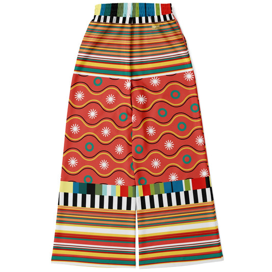 Orange Sunset Jailhouse Stripe Eco-Poly Wide Leg Pants