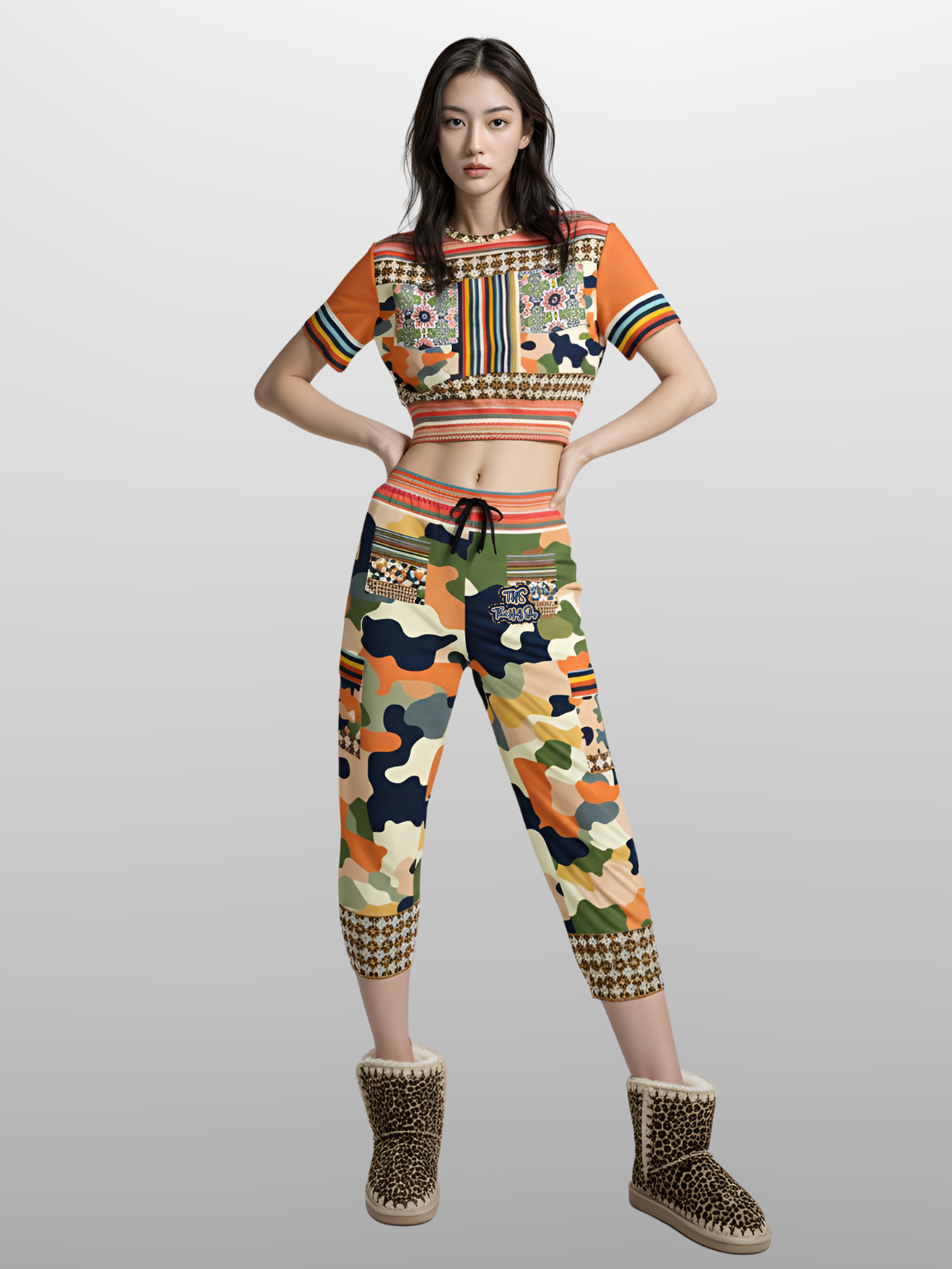 Peachtree in Orange Camo Eco-Poly Cargo Joggers