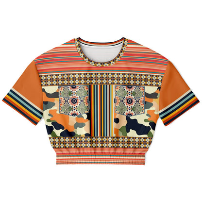 Peachtree in Orange Camo Eco-Poly Short Sleeve Cropped Pullover