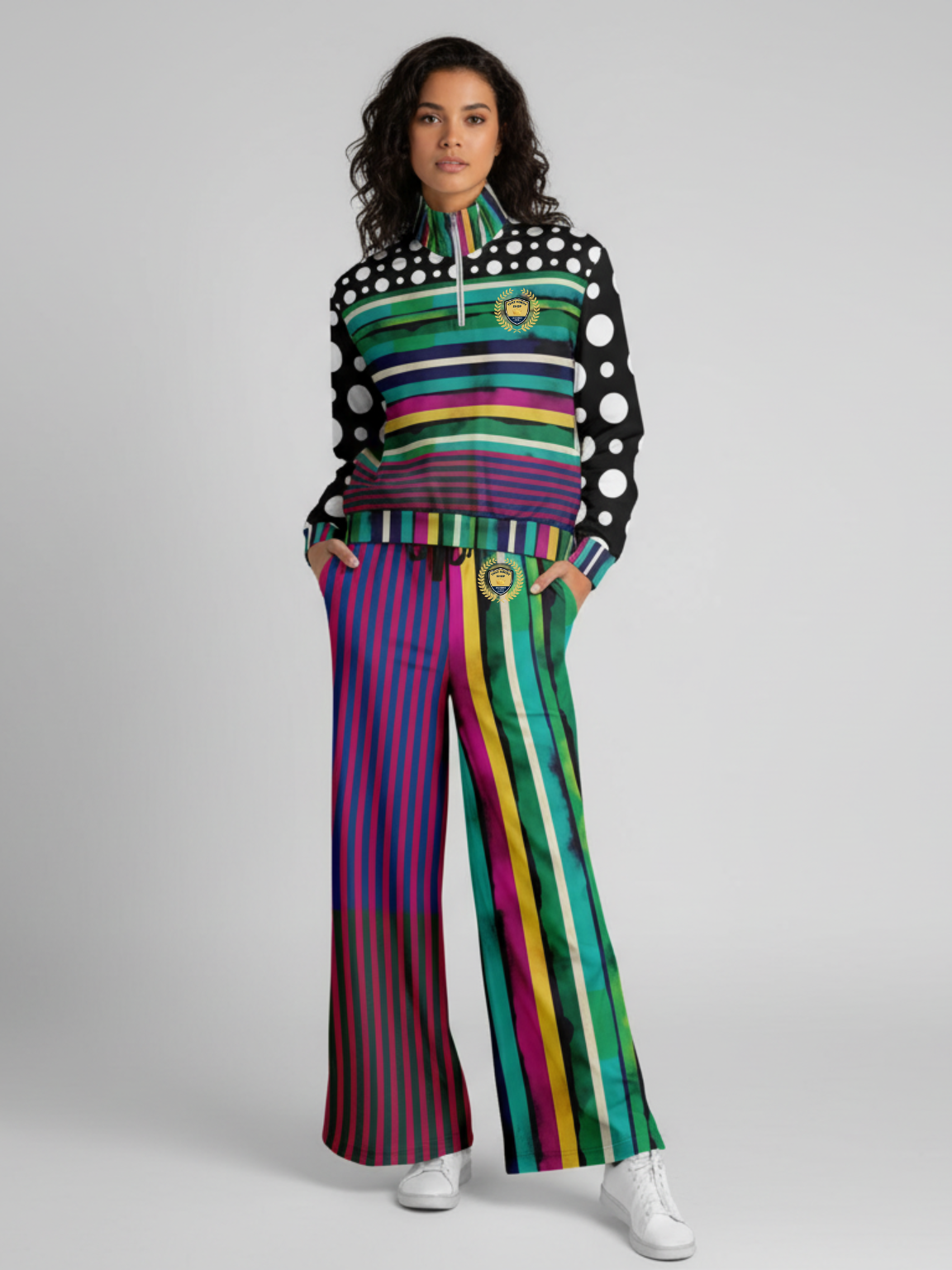 Pink in the Black Stripe Heavyweight Oversized Quarter Zip Sweatshirt