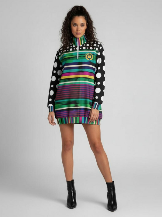 Pink in the Black Stripe Heavyweight Oversized Quarter Zip Sweatshirt