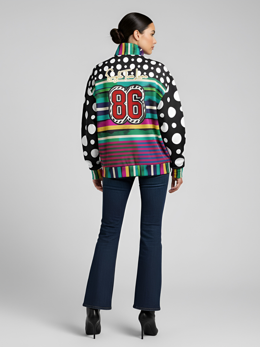 Black in the Pink Stripe Heavyweight Oversized Quarter Zip Sweatshirt