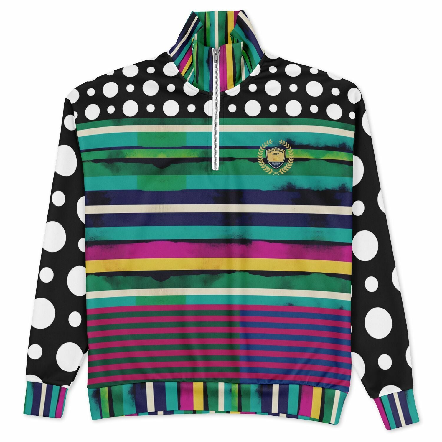 Pink in the Black Stripe Heavyweight Oversized Quarter Zip Sweatshirt