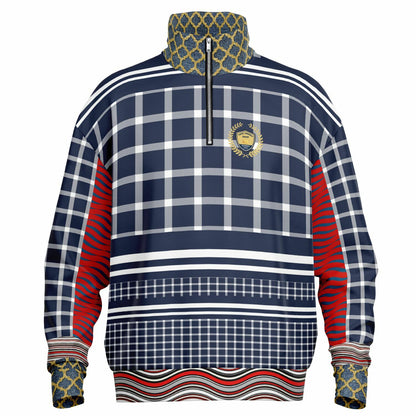 Polyamory in Red and Blue Plaid Stripe Heavyweight Quarter Zip Unisex Pullover