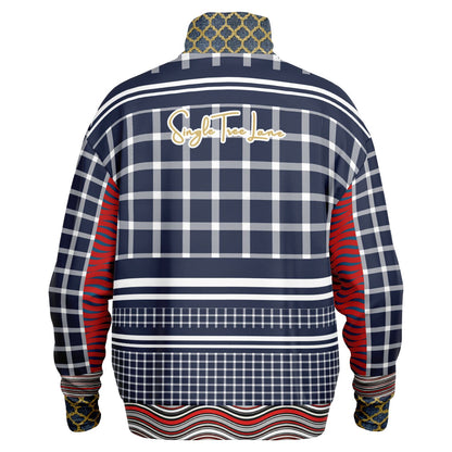 Polyamory in Red and Blue Plaid Stripe Heavyweight Quarter Zip Unisex Pullover