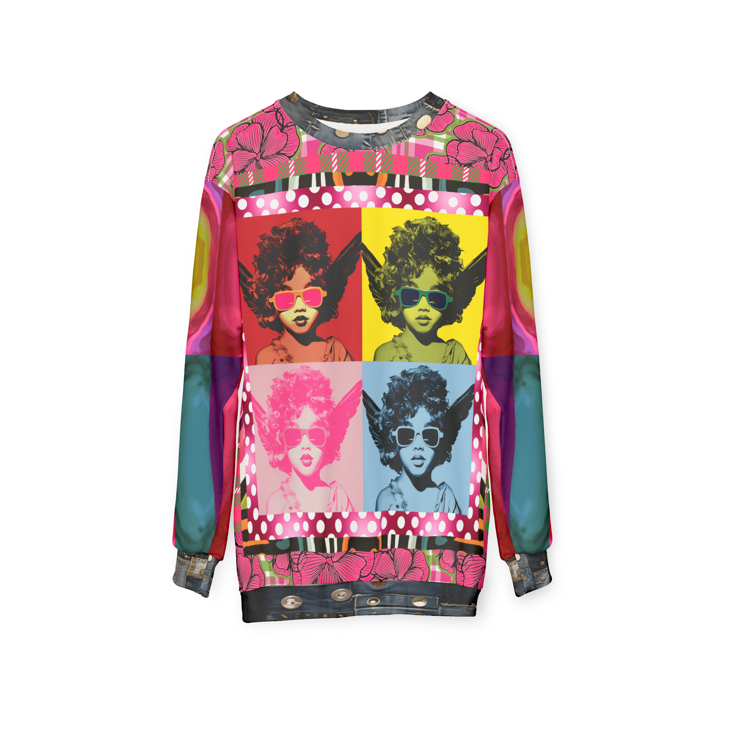 Pop Art Cherub Diva Quadriptych Unisex Sweatshirt (Gold Label)