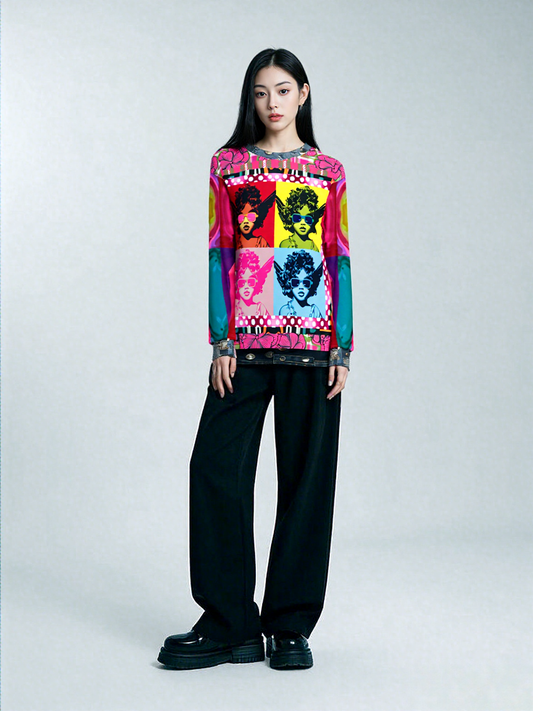 Pop Art Cherub Diva Quadriptych Unisex Sweatshirt (Gold Label)