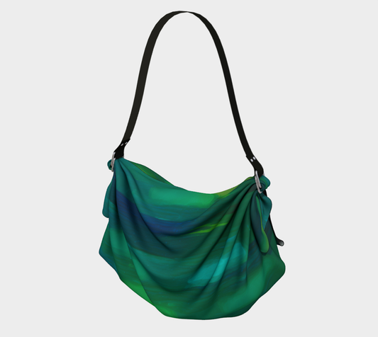 Vibrant Green Abstract Stripe Watercolor Hobo Scarf  Bag