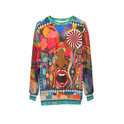 Psychedelic Face in My Dreams Abstract Art Print Sweatshirt (Gold Label)