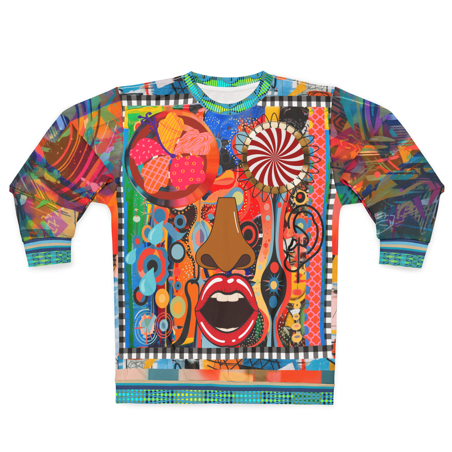 Psychedelic Face in My Dreams Abstract Art Print Sweatshirt (Gold Label)