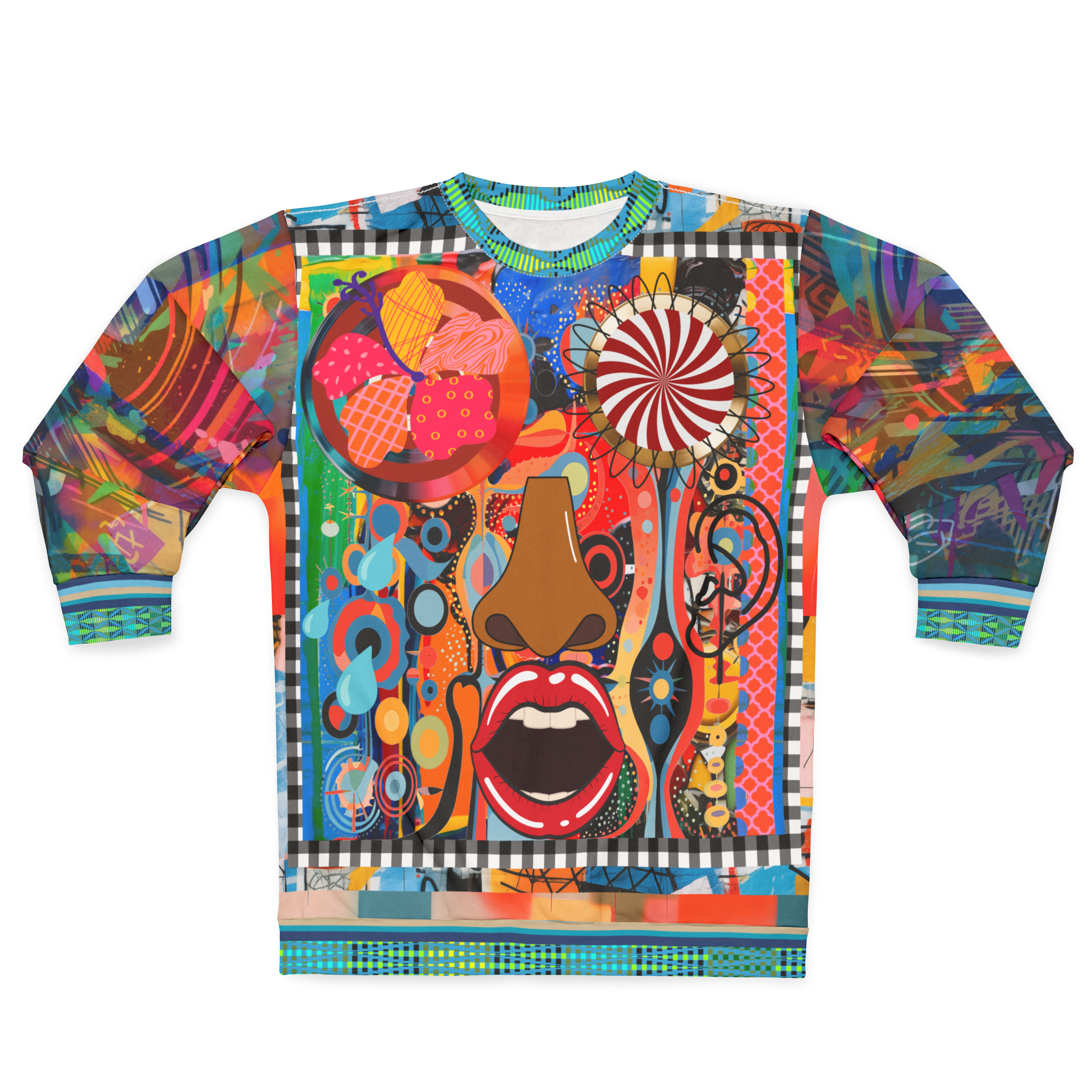 Psychedelic Face in My Dreams Abstract Art Print Sweatshirt (Gold Label)