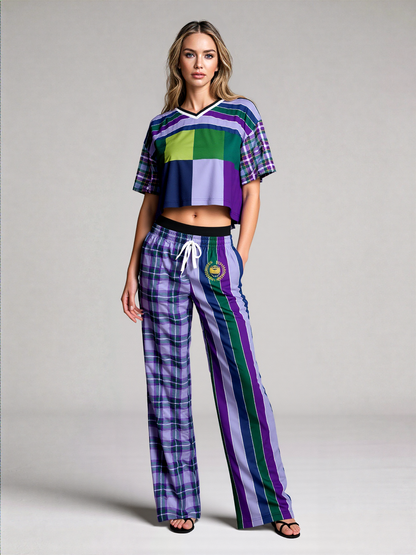 Purple Crush Chevron Flame Stripe Eco-Poly Wide Leg Pants