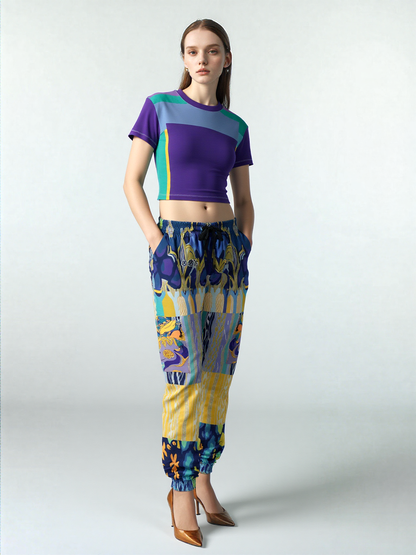 Purple Squared to the Max Geometric Print Colorful Women&