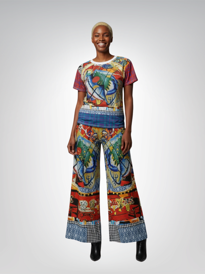 Red Oval in Denim and Gold Plate - Kandinsky AOP Women&