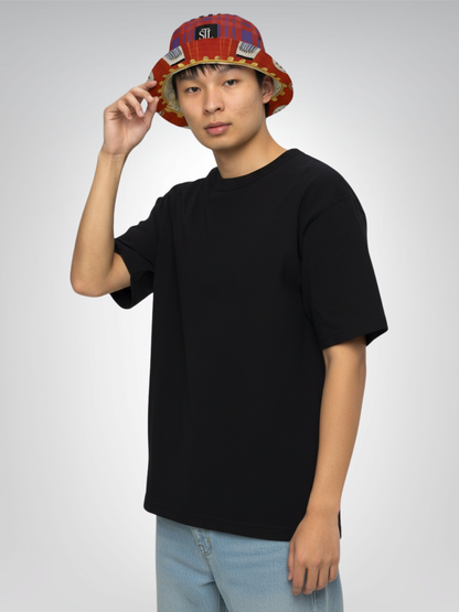 Red Oval in Gold Plate Reversible Bucket Hat