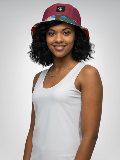 Red Oval in Gold Plate Reversible Bucket Hat