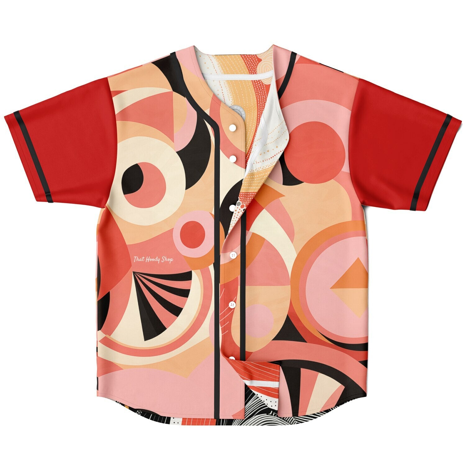 Sunset Springs Abstract 70s Short Sleeve Eco-Poly Reversible Baseball Jersey